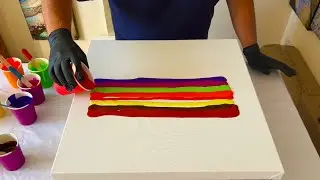 Simple yet STRIKING 🍁 Fall Acrylic Painting Tutorial Stripes in a BLACK + WHITE pattern