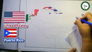 Drawing flag map of countries surrounding Caribbean Sea | Caribbean sea countries flag map