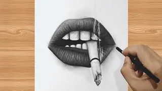 How To Draw Lips with Smoking Cigarette Drawing - Step-BY-Step Tutorial