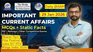 29 January Current Affairs 2026 | Budget Session, Bharat Parv, Wings India | SSC & other exams