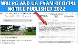NBU - PG And UG Examine Official Notice Published 2022 || University of North bengal exam notice