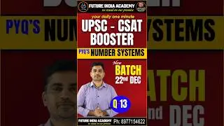 UPSC CSAT Speed Booster 🚀 | 1-Minute Daily Problem Solving | Future India Academy