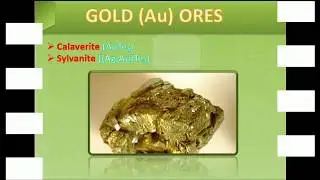 List of ores (Au, Ag, Pb, Sn, Mn, Mg, Ti, Th, Ni and W )