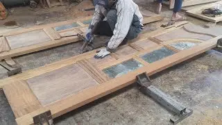 Amazing Woodworking Skill | Making A Glass Door Beautiful Easy