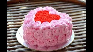 कढ़ाई में बनाये ये आसान और लाज़वाब Heart Shaped Cake - Red Velvet Cake - Icing - Cake Decoration