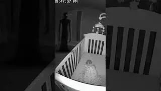 09:47PM&mdash;B&W Nursery Cam&mdash;A tall shadow figure stands near the window, slowly turning its head toward