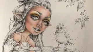 Vamos colorir o livro Little folk de Christine Karron com lápis de cor Kalour Portrait/ Pele Elfa