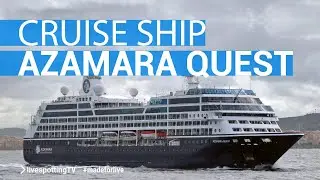 Luxury cruise ship Azamara Quest in the Kiel Canal at lock in Kiel