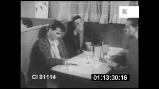 Подростки 1950-х годов в закусочной, музыкальный автомат, архивные кадры Americana