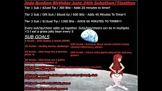 JADE BUNBUN BIRTHDAY SUBATHON/TIPATHON/DONOTHON EXRAVAGANZA | !subathon !streamgoals !tips