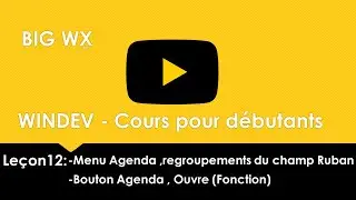 #12 WINDEV - Cours pour d&eacute;butants Le&ccedil;on12: -Menu Agenda ,regroupements Ruban  Ouvre (Fonction)