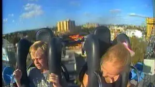 brother and sister on world's largest sling shot ride