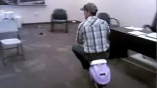 Macho man crashes kids scooter