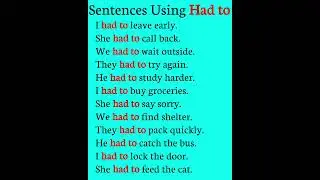 Helpful sentences using Had to #english #learnenglish #dailyenglish #viralshorts #shorts #sentences