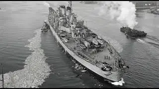 USS New Jersey making reverse moving in NY