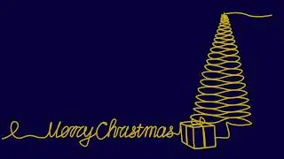 Continuous one-line animation of Christmas tree and gifts. Linear video of Christmas picture.