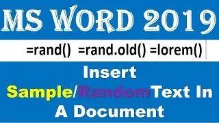 Microsoft Word 2019 Bangla Tutorial_ How to Insert sample or random text in ms word