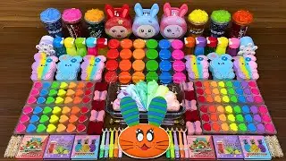 RABBIT Slime Mixing Rainbow & Makeup Into Glossy Slime | ASMR Satisfying #111