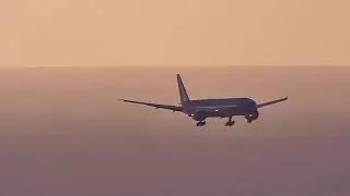KLM sunset landing in Reunion Island