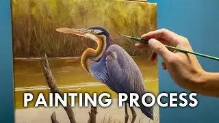 Purple Heron - Bird Oil Painting Timelapse
