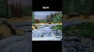 Falling stream landscape #adults #shorts #landscape #new #stream #paintings #souravjoshiarts #myart