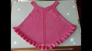 Vestido para niña tejido en dos agujas🧶🥢