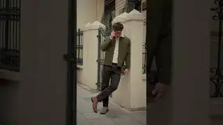 Olive Wool Blend Jacket paired with a Beige sweater
