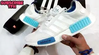 Unboxing NMD WHITE / BLUE Sports Shoes Best Quality