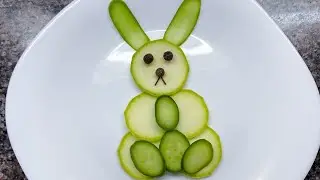 Cutie bunny zucchini vegetable carving garnish #carvingart #vegcarvingart #fruitcarving #fruitart