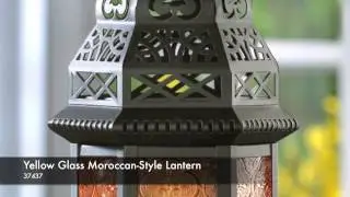 Yellow Glass Moroccan Style Lantern - 37437