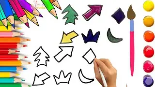 How To Draw cute Shape Drawing, Painting & Coloring For Kids and Toddlers_ Child Art 🐋🌈🎨