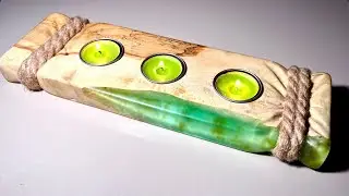 Candle Holder | Wood and Epoxy Resin | Resin Art