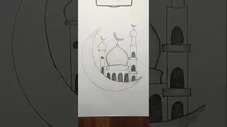 Easy mosque drawing|Islamic masjid drawing #shorts #yt shorts
