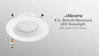 Maxxima 4 in. Retrofit Recessed LED Downlight, 900 Lumens, 5 CCT Color Selectable 2700K-5000K