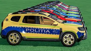 small to GIANT DACIA DUSTER POLICE CARS TRANSPORTING WITH CRASH POLICE CAR FS22