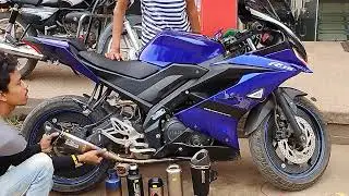 R15 full system exhaust#modifiedmodified # R15 exhaust#youtubeshorts #rider # silencer