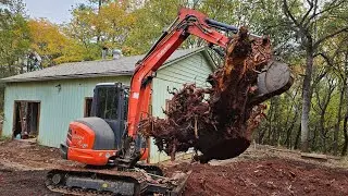 Monster stump and addition digout with the Kubota KX 040 4 dji action 4