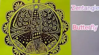 Zentangle butterfly in circle