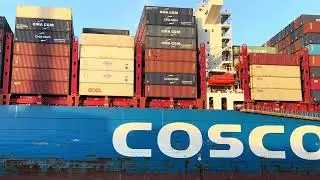Great shot and close up of COSCO SHIPPING going by