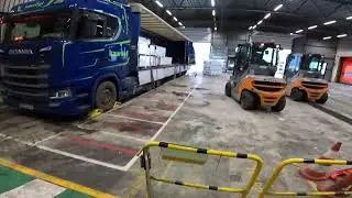 POV Driving Scania S540 - Loanding GipsKarton/Regips