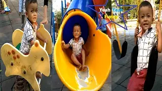 Playground fun for children outdoor - Kids play slide rainbow swing at Phnom Penh Cambodia