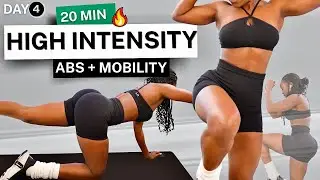 Day 4: COMEBACK - INTENSE FULL BODY HIIT💦 | Small Waist & Abs + Mobility | No Equipment