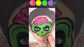 Easy Halloween Scary Zombie Face Paint Tutorial in Minutes! 🧟 #zombie #facepaint #facepainting