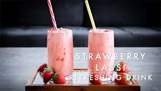 Strawberry lassi recipe | Strawberry yogurt smoothie | Perfect healthy drink | ಸ್ಟ್ರಾಬೆರಿ ಲಸ್ಸಿ