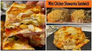 Mini Chicken shawarma sandwich Recipe | Chicken shawarma pizza | Urdu/Hindi