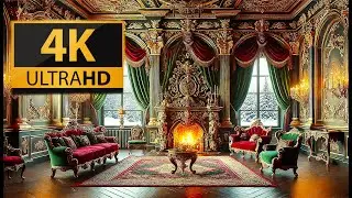 RUSSIAN ZAR ROMANOV Palace 3 hours Fireplace with Jazz Music 4K ultra HD