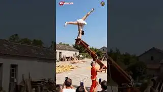 Amazing Chinese Circus Act | Extreme Balance & Flip 🙃 #extremestunt #mindblowing #shortsfeed #power