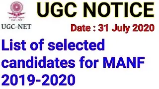 FELLOWSHIP 2019-20 : List of selected candidates MANF fellowship/ get details