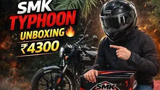 SMK Typhoon helemet unboxing and review |Glossy Black| ₹4300 | Worth it ?