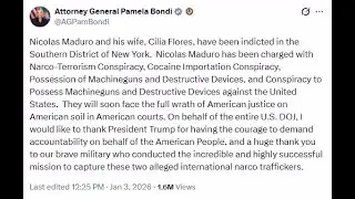 Maduro responder&aacute; por cargos de narcotr&aacute;fico y terrorismo, dice Fiscal General de EEUU | AFP